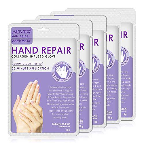 Hand Peel Mask, (5 Pack) Moisturizing Gloves,Moisturizing Natural Therapy Gloves,Exfoliating Hand Peeling Mask for Dry Hands, Repair Rough Skin for Men Women