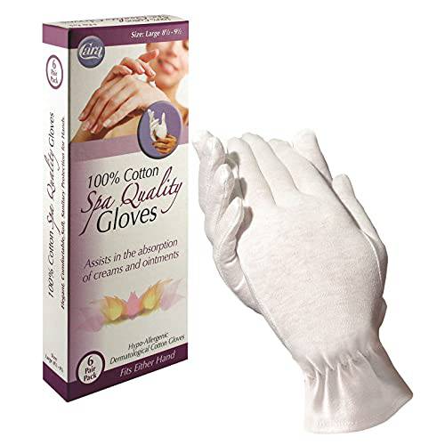 Cara Deluxe Moisturizing Eczema Premium Cotton Gloves, Medium, White, 6 Pair