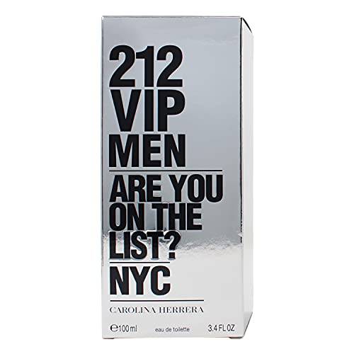 Carolina Herrera 212 Vip Men Fragrance For Men - Notes Of Caviar Lime, Ginger And Tonka Bean - Intimate And Magnetic Scent - Blend Of Fresh And Woody - Perfect For Night Use - Edt Spray - 3.4 Oz