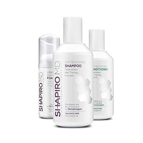 Shapiro MD Natural Hair Kit for Thicker, Fuller, Healthier Looking Hair - Including Shampoo, Conditioner, and Leave-In Daily Foam (4 Month)