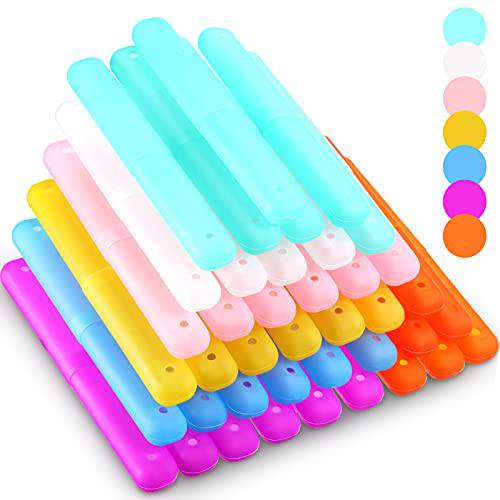 40 Pieces Travel Toothbrush Holder Case Portable Plastic Travel Toothbrush Case Toothbrush Containers Breathable Toothbrush Storage Assort Color for Travel Trip Home School Camping Business, 7 Colors