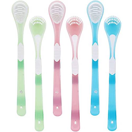 Y-Kelin Double-Side Desiged Tongue Scraper, Ultra-Soft Tongue Brush Tongue Cleaner (6 Pack)