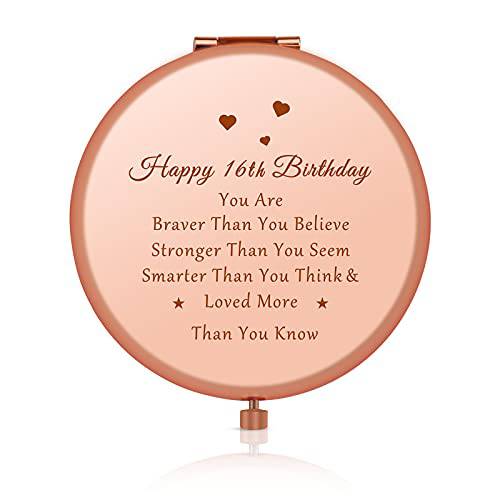 16th Birthday Gifts for Girl Sweet 16 Year Old Birthday Gifts Ideas for Girls Daughter Granddaughter Niece Travel Mirror Compact Makeup Mirror Birthday Gifts from Sister Friendship Gifts