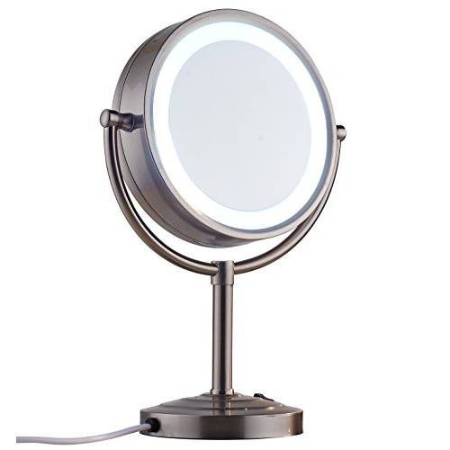 Cavoli 8.5 inch LED Makeup Mirror with 10x Magnification,Tabletop Two-Sided, has Three Colors Lights,Gold Finish(8.5in,10x)