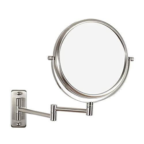 Erlingeryi Wall Mounted Makeup Mirror 10x Magnifying Mirror Double Sided Vanity Makeup Mirror for Bathroom, 8 Nickel Finish
