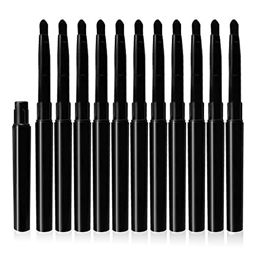 UorPoto Makeup Brushes Set,12Pcs Women Professional Eyeliner Lipstick Applicator Sets,2-in-1 Lip Scrub Brush with Lid Portable（black）