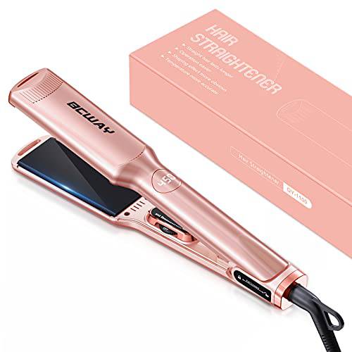 Bcway Hair Straightener, 1.5 Wide Plate Flat Iron for Hair with Adjustable Temperature 250°F-450°F, Digital LCD & PTC Heater, 3D Titanium Floating Plates 2-in-1 Hair Iron for All Hair Types