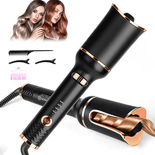 Automatic Curling Iron, Professional Automatic Hair Curler with 1 Curling Iron Large Slot & Adjustable 4 Temperature & 3 Timer, Dual Voltage Rotating Curling Iron with Auto Shut-Off for Hair Styling