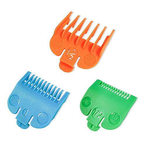 3 Professional Hair Clipper Guards Cutting Guides Fits for Most Wahl Clippers, Color Coded Clipper Combs Replacement - Guard Number: 1/2, 1 and 1 1/2 (Length: 1/16 inch, 1/8 inch and 3/16 inch)