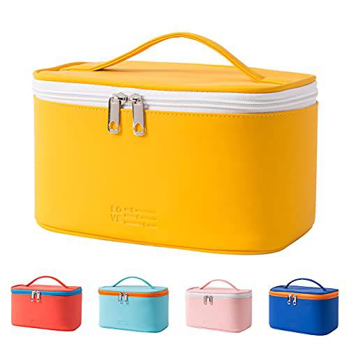 Makeup Bag Travel Cosmetic Bags Small for Women Girls Zipper Pouch Makeup Organizer Waterproof Cute (Bright Yellow)