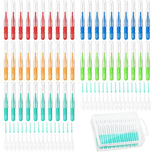 350 Pieces Soft Interdental Brush Steel Dental Picks Mixed Color Dental Flosser Oral Brush Floss Silicone Tooth Cleaning Tool for Oral Mouth Teeth Cleaning
