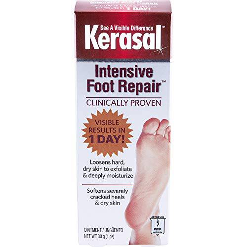 Kerasal Intensive Foot Repair, Skin Healing Ointment for Cracked Heels and Dry Feet, 1 Oz (Pack of 3)