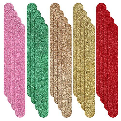 Leriton 20 Pieces Glitter Nail File Colorful Nail Boards Nail Buffer Double Sided Emery Boards Fingernails Toenails Manicure Files Manicure Care Pedicure Tools for Women Girls (Bright Color)
