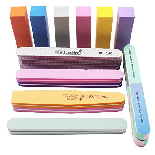 Nail Files and Buffers, 24 Pieces Manicure Tools Kit, Rectangular Nail Buffer Block and 100/180 & 80/100 Grit Nail File, 7 Way Nail File & Nail Polishing Buffer for Nail Care
