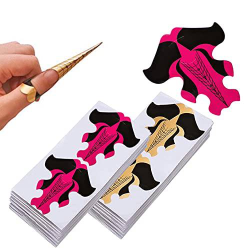 ZBX 200PCS Nail Forms Extension, Self-Adhesive Art Nail Tips Extension DIY Tool Fish, Acrylic Nail Art Tools Builder Sticker Sculpting, Nail Form Tips Guide Stickers