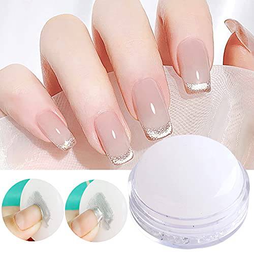 Nail Art Stamper for Easy French Nail Designs, Silicone Nail Stamper Nail Art Decoration Tool Nail Polish Transfer Stamping Plate Manicure Tips Accessories Stamper for Women Acrylic Nails (White)