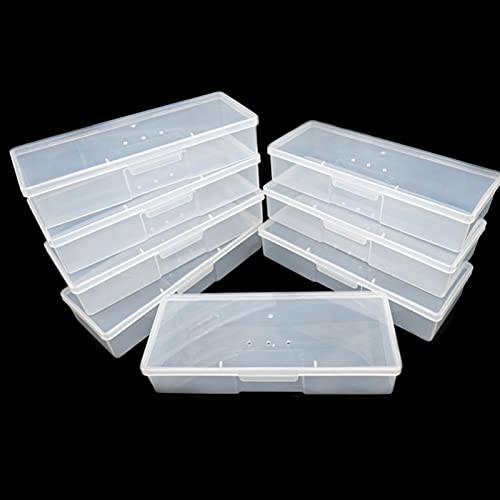 Manicure Tool Box, 8 Pieces Clear Box for Nail Tool, Transparent Personal Nail Box for Manicure, Plastic Nail Art Tool Box Storage Organizer Case Container for Organizing (7.5x2.5x1.5 Inch)