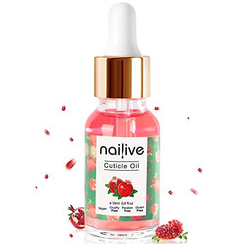 Nailive Nail Cuticle Oil Jojoba Cutical Essence Nails Oils Heals Dry Cracked Rigid Cuticles Pomegranate Extraction with Natural Ingredients Vitamin E for Moisturizing Soothing Nourishing-0.5oz