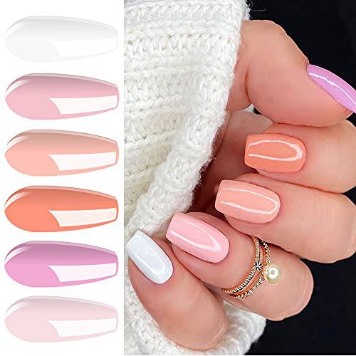 Vishine Gel Nail Polish Kit, 6 Colors White Nudes Pink Peach Colors Gel Nail Polish UV Gel Manicure Set Nail Art at All Seasons