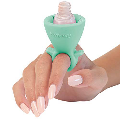 tweexy MINI Wearable Nail Polish Holder Ring, Fits Only Mini Nail Polish Bottles, Fingernail Painting Tool, Manicure and Pedicure Accessories (Green)