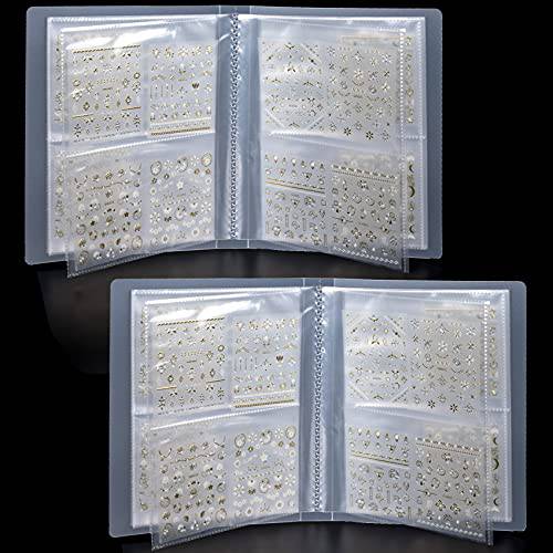 ANCIRS 2 Pack(160 Sheets) Nail Art Sticker Storage Book, Plastic Nail Stickers Holder for DIY Nail Art Decals Organizer- No Stickers Included