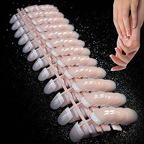 240 Pcs Pink French Short Fake Nails,Acrylic Full Cover Nails Including 12 Different Sizes, Nails Tips Fake Nails (pink)