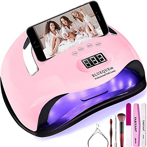 BIGBEAR UV Light for Nails, 168W UV LED Nail Lamp for Gel Polish, Fast Nail Dryer with Automatic Sensor, 4 Timer Setting, Portable Handle and Phone Stand, LED Nail Light for Fingernail and Toenail