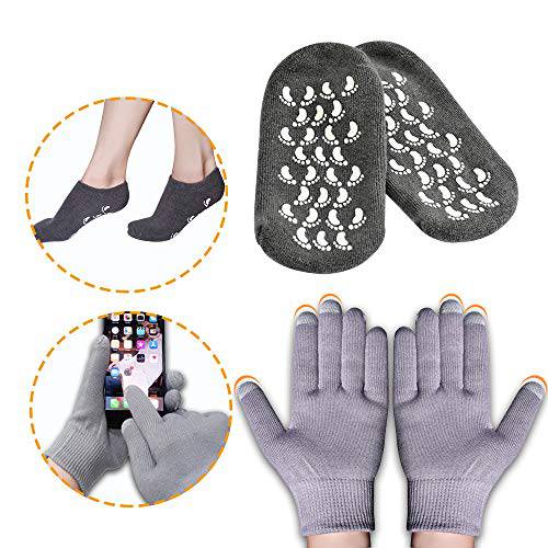 Moisturizing Socks and Gloves, Gel Socks Soft Moisturizing Socks, Gel Spa Socks for Repairing and Softening Dry Cracked Feet Skins and Hand, Gel Lining Infused with Essential Oils and Vitamins