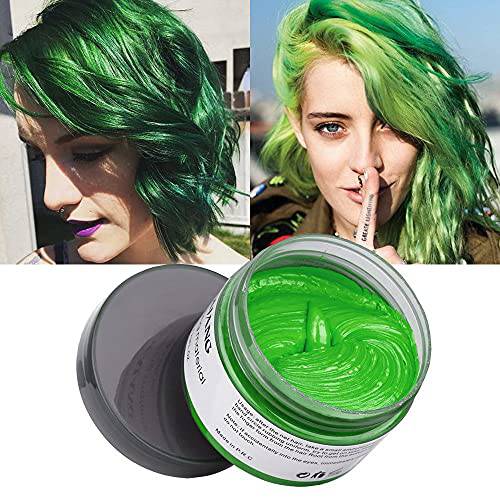 Green Hair Coloring Dye Wax, Instant Hair Wax, Temporary Hairstyle Cream 4.23 oz, Hair Pomades, Natural Hairstyle Wax for Men and Women Party Cosplay