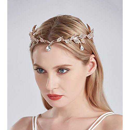 SH Rhinestone Crown for women, Wedding Tiaras and Crowns Rose Gold Tiara Headband Halloween Party Hair Accessories Birthday Pageants Prom Fairy Headpieces