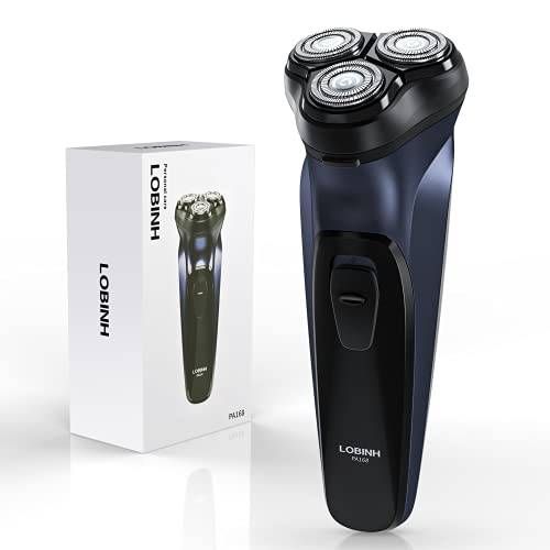 LOBINH Electric Razor for Men, Rechargeable Electric Rotary Shaver, Washable Shaving Head, USB Type-C 1.5 Hour Fast USB Charging, 4D Floating Head - PA168