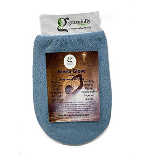 The Traditional, ORIGINAL Moroccan Kessa Hammam & Spa Scrubbing Glove. Two-Layered, Superior, Long Lasting Quality. (Blue)