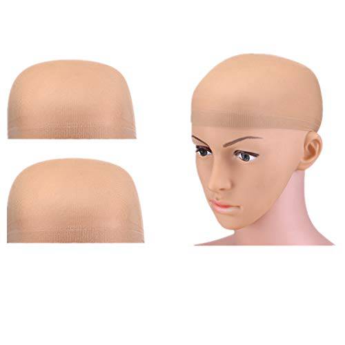 Stretch Brown Wig Cap Costume Hair Mesh Wig Stocking Cap for Women and Men (2 Caps)