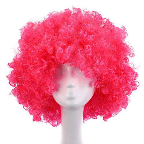 MapofBeauty 35cm Fashion Holiday Fluffy Funny Show Clown Wig (Pink)