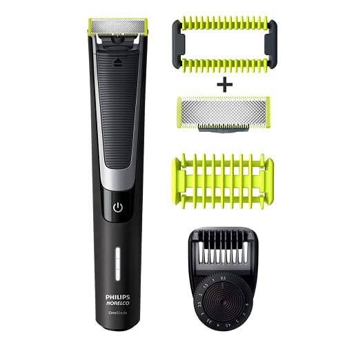 PHILIPS Norelco OneBlade Pro Kit, Hybrid Styler Electric Trimmer and Shaver, QP6510 + OneBlade Body Kit, 3 Pieces, Black