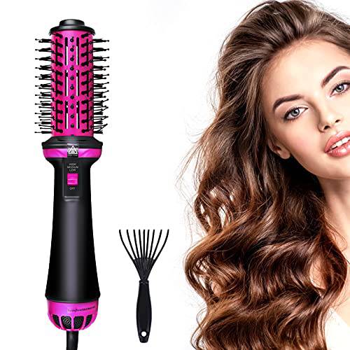 Hair Dryer Brush, Blow Dryer Brush, Styling Tools & Appliances & Round Hair Dryer Brush in One for Quick Drying, Straightening and Curling Hair (Pink) (Pink)