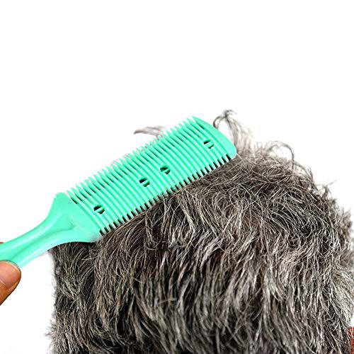 Hairdressing Tool 2Pcs Hair Trimmer Comb, Hairdressing Thinning Blade Hair Thinning Comb Two Razor Blades Hair Trimmer Hair Thinning Comb Hair Razor Comb Hair Cutting Tool Green