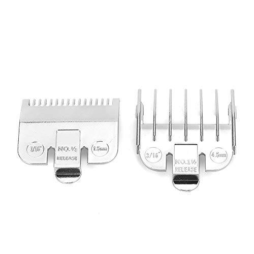 Universal Clipper Comb Attachment for Wahl, Professional Plastic Cutting Guide 1.5MM+4.5MM(Electroplating Silver)