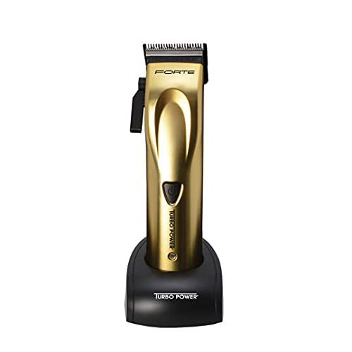 Turbo Power Forte Clipper TPFC1, Professional Hair Clipper, Magnetic Motor Technology, Fully Adjustable Blade, Charging Stand, Black Diamond DLC Blade