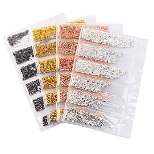 4 Pack Multi-Size Nail Caviar Beads for Nails 3D Nail Art Decorations Micro Mini Metal Nail Beads Design DIY Nails Jewelry Beads(4 Colors)
