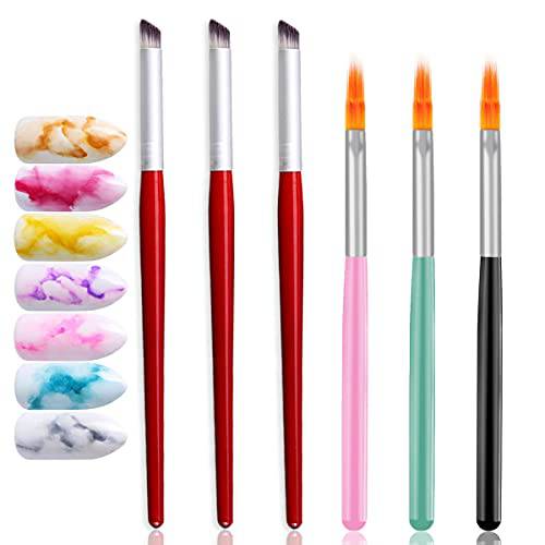 DANNEASY 6Pcs Ombre Nail Brush Set UV Gel Nail Gradient Brush Nail Art Pens Acrylic Nail Art Brush Manicure DIY&Salon Tools