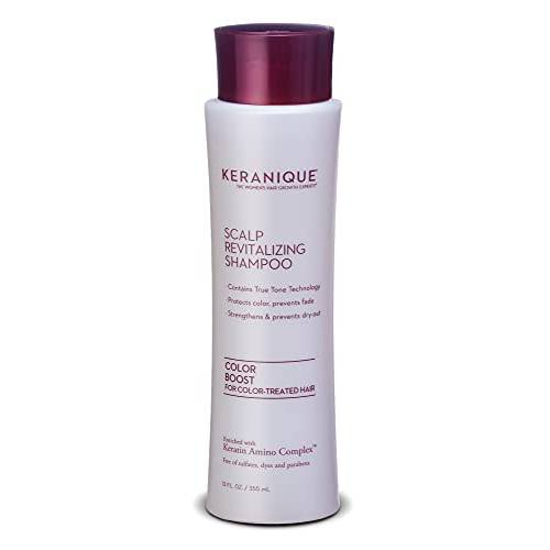 Keranique Color Boost Hair Growth Stimulating Shampoo with Keratin Amino Complex, Strengthens and Thickens Thinning Hair - No Sulfates Dyes Parabens - Promotes Microcirculation - Reduces Build Up - 12 Fl. Oz