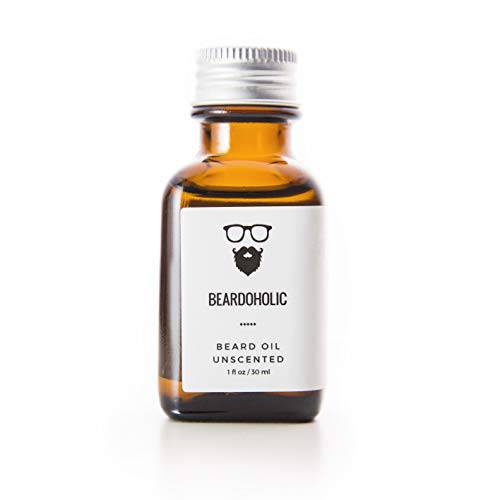 Beardoholic Beard Oil – 7 All-Natural Ingredients – Faster and Thicker Beard Growth – Eliminates Itch and Dandruff Instantly – Unscented Beard Growth Oil - 30 ml Leave-in Conditioner and Softener