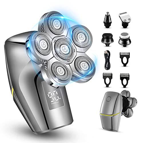 Upgrade 5 in 1 Electric Razor for Men - Wet and Dry Bald Head Shaver - Cordless Rechargeable Face and Head Shavers for Men, 100% Waterproof Electric Shaver Grooming Kit with LED Display