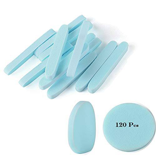 Facial Sponge Compressed,120 Count PVA Professional Makeup Removal Round Face Wash Sponges Spa Pads Exfoliating Cleansing for Women,Blue