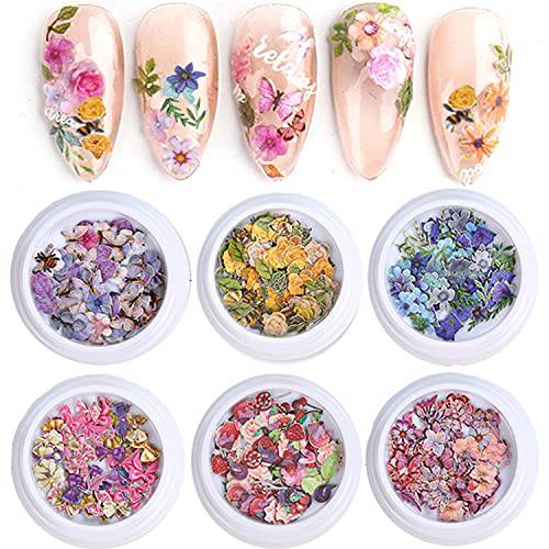 BELICEY 300Pcs 3D Wood Pulp Flower Nail Art Charm Butterfly Nails Art Flower Nail Charms Clear Bow Butterfly Nailfor Nail Art Decoration & DIY Crafting Design