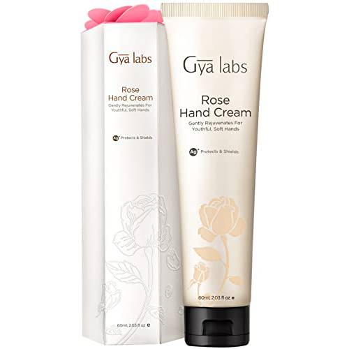 Gya Labs Rose Hand Cream (2 Ounce) Moisturizing For Dry Hands & Cracked Skin - Enriched with Shea Butter & Pure Rose Oil - Travel-sized & Good For Holiday Gifts
