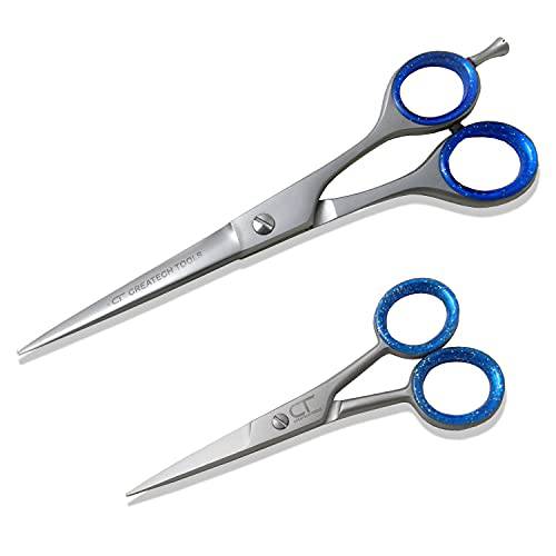 CT Createch Tools CT Hair Scissors Set – 6.5 inch Hair Cutting Scissors and 4 inch Small Trimming Scissors, Perfect for Home use (Steel, 2-PCs Set)