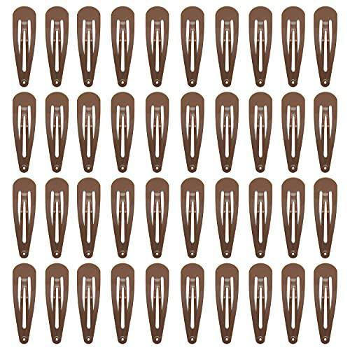 40 Counts Colorful Metal Snap Hair Clips 2 Inch Barrettes for Women Accessories (brown)