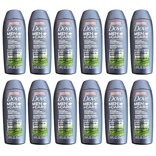 Dove Men + Care 2-in-1 Fortifying Shampoo + Conditioner Minerals + Sage Travel Size 1.8 Ounce Pack of 12